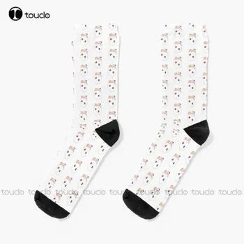Карманные носки Leokumi Белые носки Мужские уличные носки для скейтборда 360 ° Дизайн цифровой печати Счастливые милые носки Креативные смешные носки