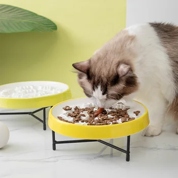 Cat Slow Feeder Керамическая миска для кошек Милые миски для корма для домашних животных Kawaii Cat's Plate Товары для домашних животных Аксессуары для кошек Принадлежности для щенков и собак