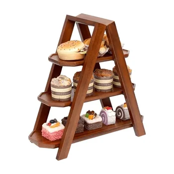 3-ярусный деревянный сервировочный поднос для торта подставка для фермерского дома декор многоуровневая сервировочная лестница деревянная сервировочная тарелка для вечеринок