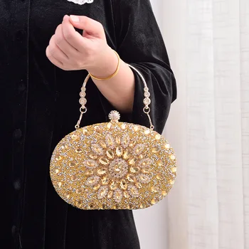 Новая роскошная металлическая ручная сумка для ужина с бриллиантовой инкрустацией банкетная вечерняя сумочка через плечо сумка женская сумочка для вечеринок