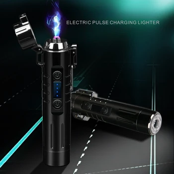 Креативная многофункциональная зажигалка с двойной дугой с бритвой USB-зарядкой импульсная плазменная беспламенная зажигалка персонализированный подарок для мужчин