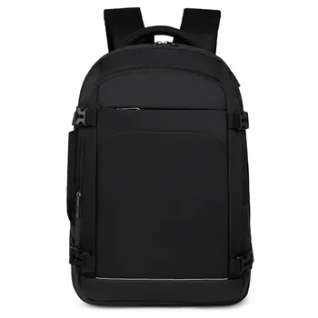 Рюкзак большой емкости Мужчины Оксфорд Серый Черный 15,6-дюймовый ноутбук Школьные сумки для подростков USB зарядка Повседневная сумка