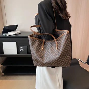 Новая минималистичная винтажная женская сумка из полиуретана большой емкости, повседневная сумка-шопер для поездок на работу, портативная сумка через плечо на одно плечо