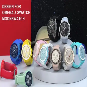 Изогнутый мягкий силиконовый ремешок без зазора для Omega X Swatch Moonswatch Speedmaster 20 мм Часы Замена ремешка Мужчины Женщины