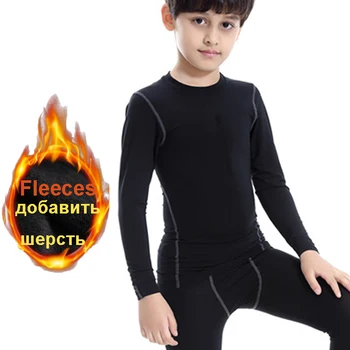 Зимняя компрессионная рубашка для мальчиков с длинным рукавом TShirt теплые топы рашгард упражнение детская одежда спортивная футболка детская одежда детские наряды sweatshirs
