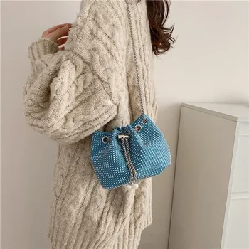 Модная и качественная женская сумка через плечо Высококачественная сумка-ведро с цепочкой Кошелек с бриллиантовыми пайетками Сумка Женская