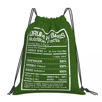 Drum N Bass Пищевая ценность Этикетка Рюкзак Повседневные портативные сумки на шнурке Набор на шнурке Карманная спортивная сумка для туристической школы