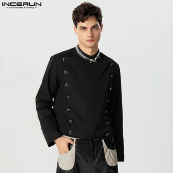 Корейский стиль Новый мужской пиджак с коротким воротником Повседневная мода Костюмные пальто с длинными рукавами S-5XL INCERUN Топы 2023