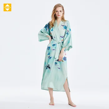 Аутентичный длинный халат-кимоно из 100% шелка Ханчжоу для комфортной домашней носки - доступен предзаказ