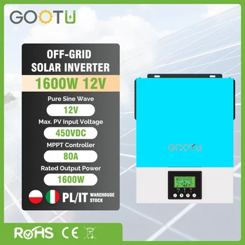 GOOTU 1600 ВТ АВТОНОМНЫЙ 1,6 КВТ 24 В Солнечный инверторный преобразователь 230 В переменного тока MPPT Солнечный контроллер заряда 80 А для солнечных панелей Бесплатная доставка