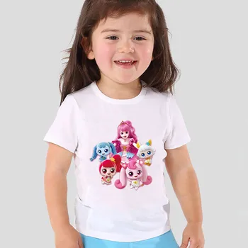 Мультфильм Тини Пинг 캐치! 티니핑 Футболка с графикой для девочек Корейская детская одежда 2023 Лето Детская футболка с коротким рукавом Топы для мальчиков