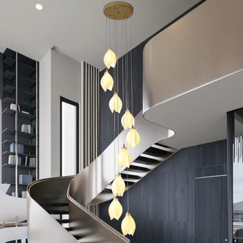 Nordic LED Лестница Потолочные люстры для спальни Прикроватная гостиная Кухня Лестница Вилла Подвесной светильник