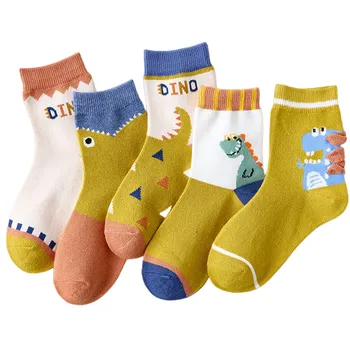 Детские хлопчатобумажные носки средней трубки Удобные спортивные носки Детские носки осень зима красочные качественные носки размер 24-38 S M L XL 5 пар / лот
