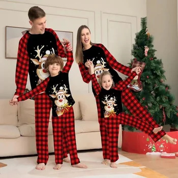 Рождественская пижамаКомплект одежды Мама Папа Малышка Девочка Мальчик Семья Зима 2024 Новый год Мать Дочь Хлопок Семья Матч