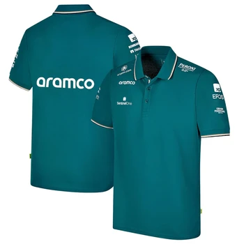 Зеленое поло с короткими рукавами гоночной команды, популярная гоночная футболка Формулы-1 и новинка 2023 года