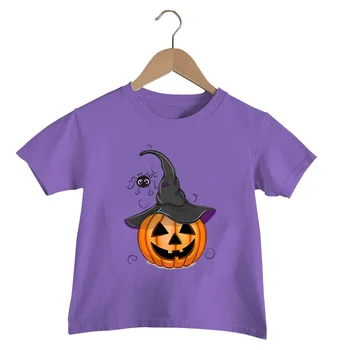 Детская тыквенная футболка на Хэллоуин Мультяшный паук Девочки Футболка Лето Футболка Забавная тыквенная рубашка Топ Харадзюку Хэллоуин Мальчик Футболка