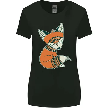 Симпатичная женская футболка с широким вырезом и длинными рукавами Tribal Fox