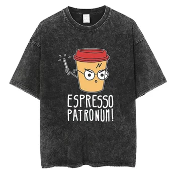 Мужской креативный дизайн Мультяшная эспрессо футболка Harajuku Fashion Street Clothing Высококачественная хлопковая футболка с короткими рукавами Лето