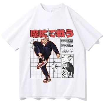 Jujutsu Kaisen Аниме Рубашка Yuji Itadori Shir Подарок для Yuji Itadori Аниме Фанат Унисекс O-образным вырезом Рубашки с коротким рукавом