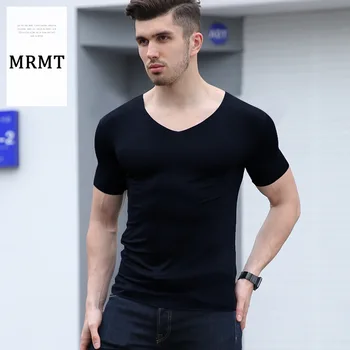 летняя модная узкая мужская футболка с короткими рукавами, мужская повседневная рубашка с V-образным вырезом без следов