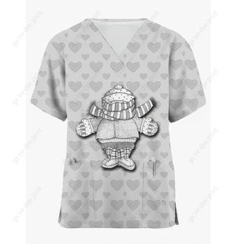 летняя женская футболка медсестра тема V-образным вырезом с коротким рукавом персонализированный топ для девочек повседневная классическая мультяшная модель женской одежды