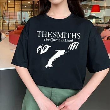 Мужская хлопковая футболка Летние топы The Smiths \The Queen Is Dead\ - Футболка, 1980-е годы, Morrissey Bigger Size Homme Черная футболка