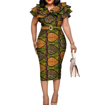 Африканские платья с оборками и воротником для женщин Платье с принтом Riche Dashiki Vestidos Женская свадебная африканская одежда