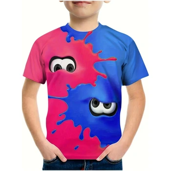 Детская одежда Летняя футболка для мальчиков Детская футболка с принтом O-образным вырезом Детский топ Забавный мультфильм Футболка с коротким рукавом Оверсайз Пуловер Одежда