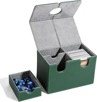  Коробка для колоды карт с лотком для кубиков для карт MTG 200+ Коробка для хранения карт подходит для TCG CCG PU Кожа Сильный магнит Коллекционная карта