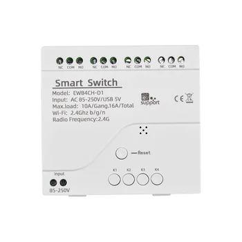 Smart WiFi Bluetooth Switch Relay Модуль + пульт дистанционного управления 85-250 В с выключением 4-канальный 2.4G WiFi пульт дистанционного управления для Alexa