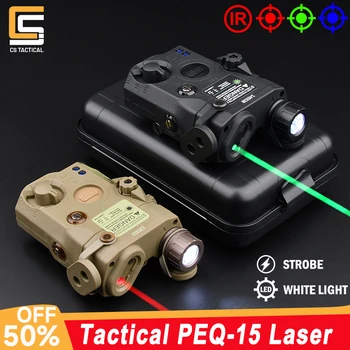 Тактический лазер UHP PEQ-15 LA5C Красный Зеленый Синий + ИК Индикатор версии Scout Белый светодиодный свет Функция регулировки нуля Подходит 20 мм Рейка