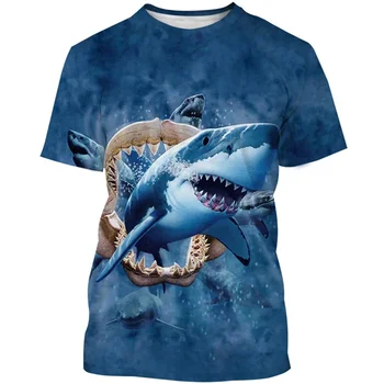 2023 Лето Популярное Новое Глубоководное Убийца Животное Акула Футболка с 3D-принтом Мужская повседневная модная футболка унисекс Плюс размер 4XL 5XL 6XL