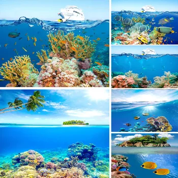 Подводный мир Фотография морского дна Фон Декор Океан Подводная рыба Коралл День рождения Аквариум Фон