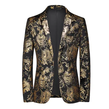 Блестящий бронзирующий цветочный пиджак для мужчин 2024 года Бренд Paisley Luxury Tuxedo Blazer Мужчины Вечеринка Свадьба Ужин Банкет Выпускной Блейзеры 6XL