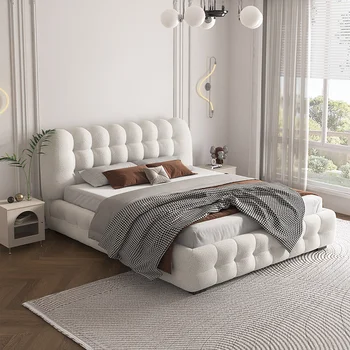 Современная простая и легкая роскошная постельная кровать из овечьей шерсти кремовый ветер двойной
