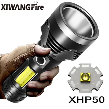 P50 Многофункциональный перезаряжаемый фонарик Светодиодный сильный свет Ручной фонарик На открытом воздухе Кемпинг Водонепроницаемый аварийный фонарь