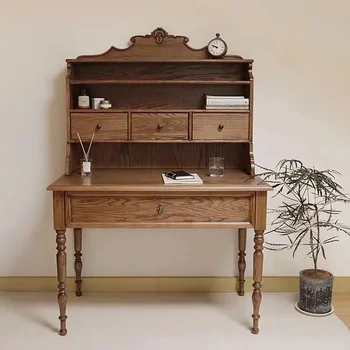 французский винтажный письменный стол из массива дерева в стиле ретро, интегрированный стол для обучения и гардероба из американского сельского дуба, мебель высокого класса