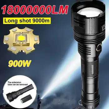 18000000LM Самый мощный светодиодный фонарик 900 Вт USB Перезаряжаемый фонарик 9000 метров Мощный фонарик Тактический фонарь
