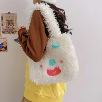 Японские женщины новые милые мультяшные плюшевые сумки-тоут леди большая емкость сумка через плечо