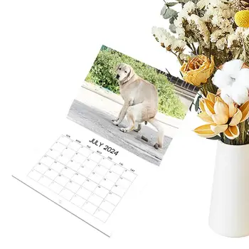 Ежемесячный календарь Ежемесячный настенный календарь на 2024 год Собака какает Подвесной декоративный забавный календарь для дома Отель Хостел Столовая