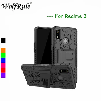 WolfRule Чехол для OPPO Realme 3 Чехол Двухслойная броня Силиконовый задний чехол OPPO Realme 3Phone Holder Stand Shell Realme 3 Shells