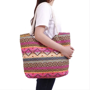 Модные геометрические холщовые сумки Сумки через плечо большой емкости Простая сумка Универсальные сумки на молнии для покупок для женщин Прямая поставка