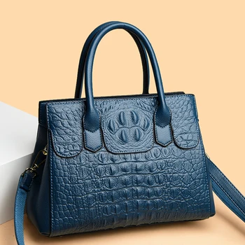 Новая роскошная сумка через плечо с крокодиловым рисунком для женщин 2023 Модная кожаная дизайнерская сумка через плечо Женская однотонная сумка-мессенджер