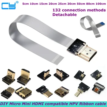 Лента с защитой от помех FPV HDMI-совместимый разъем Гибкий плоский кабель Raspberry Pi 4 Micro Mini HDMI-совместимый