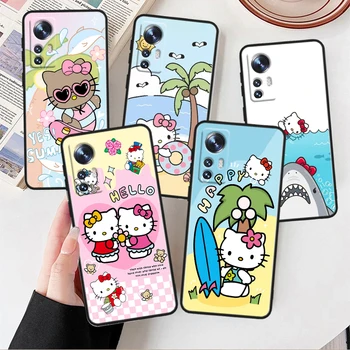 Girl Hello Kitty Happy Для Xiaomi Mi 10T 10S 9T 9 SE 8 A3 A2 6X 5X CC9E Note 10 Lite Pro Mix 3 Черный чехол для телефона Чехол для телефона