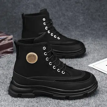 2023 Осень Новые черные ботинки Martin Мужские мотоциклетные кожаные ботинки в британском стиле Инструменты Ретро Мужская обувь с высоким верхом