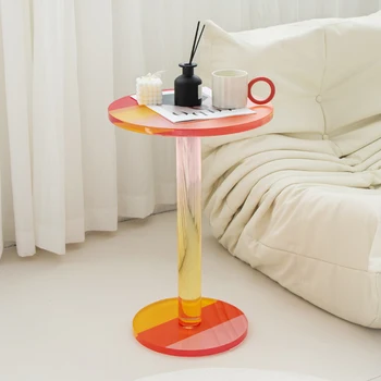 красочный прозрачный акриловый журнальный столик креативный диван для гостиной приставной столик круглый радужный стол для хранения скандинавская мебель