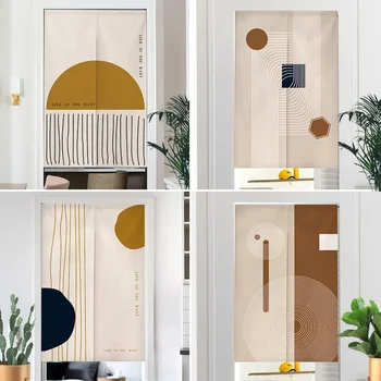 Дверная занавеска в стиле ваби-саби Простая полосатая кухня Гостиная Ванная комната Перегородка Noren Шторы Спальня Висячая полузанавеска
