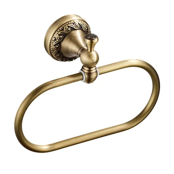 Овальное кольцо для полотенец Античная латунь Изысканный узор Резьба вешалка Держатель для полотенец для рук Для ванной комнаты Кухонные аксессуары