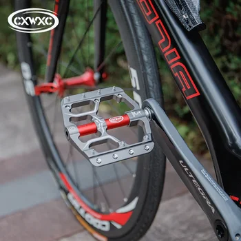 CXWXC CXV15 Широкий плоский горный шоссейный велоспорт Велосипед Педаль велосипеда 3 герметичных подшипника 9/16 дюйма Алюминий со съемными шипами противоскольжения
